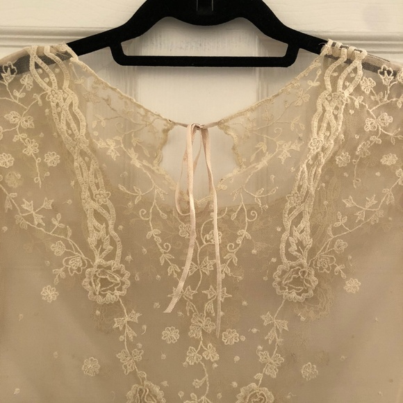 Anthropologie Lace Embroidered Top in Cream - Picture 4 of 7
